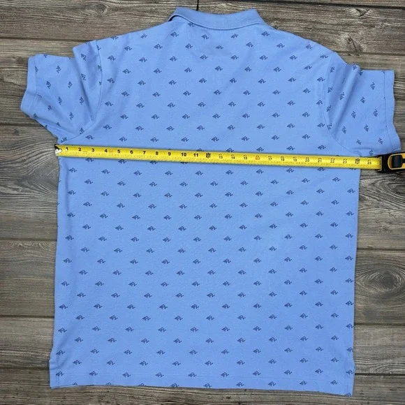 Polo Ralph Lauren Men's Classic Fit Stretch Monogram Polo‎ Shirt Blue LARGE NEW
